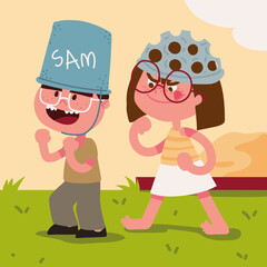 kids playing cartoon