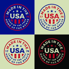 United State of American Logo Design Stamp Circle