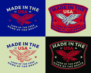 Made In The United States 1776 Eagle Logo Design Vector Illustration