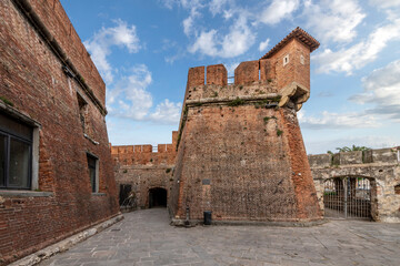 Inside the fortified walls of the historic New Fortress or Fortezza Nuevo in the New Venice canal...