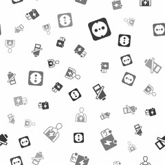 Set Electrical outlet, truck, Low battery and Car mechanic on seamless pattern. Vector