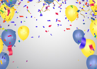 Colorful Celebration Background with Party Balloons confetti with space for text