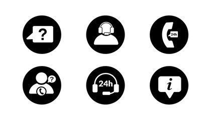 Set of vector support icon on simple white background.