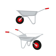 Vector illustration metallic hand wheelbarrow for agriculture and building. Wheel borrow icon. Vector illustration