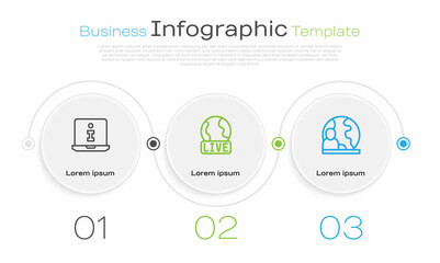 Set line Information, Live report and World news. Business infographic template. Vector