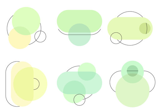 Zielone i ż&oacute;łte geometryczne kształty i linie z miejscem na tekst. Proste ramki do projekt&oacute;w, naklejki, kontenery. Podstawowe figury.	