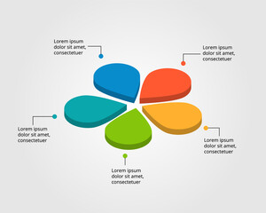 flower template for infographic for presentation for 5 element