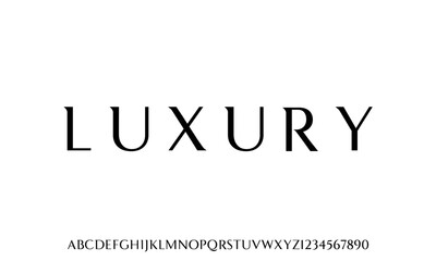 Elegant Font. Luxurious Font. Glamour Font Uppercase and Number. Minimal Fashion Design Font. 