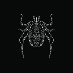 Deer Tick hand drawing vector illustration isolated on black background