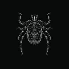 Deer Tick hand drawing vector illustration isolated on black background