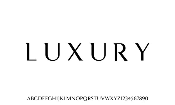 Elegant Font. Luxurious Font. Glamour Font Uppercase and Number. Minimal Fashion Design Font. 