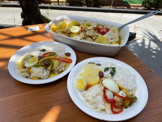 cod fish, a delicious seafood served in a tropical restaurant