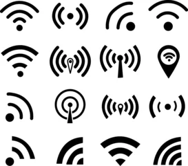 Poster  Wifi Signal Icon. Wifi Signal Symbol. Free WiFi black color network symbol for public zon or mobile interface..eps © Sejal