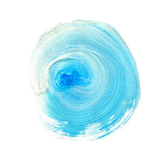 Dark Blue circle painted with watercolors isolated on a white background. 