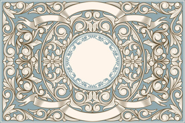 Decorative ornate retro floral blank card