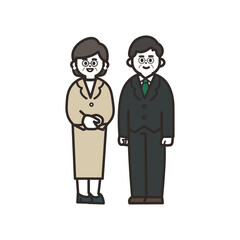 スーツを着た年配男女の全身アイコン