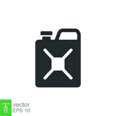 Canister glyph icon. Simple solid style. Can, fuel, jerry, diesel concept. Vector illustration isolated on white background. EPS 10
