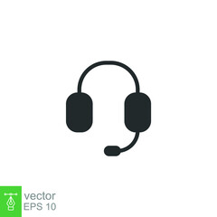 Headphones glyph icon. Simple solid style. Customer, headset, call, representative concept. Vector illustration isolated on white background. EPS 10