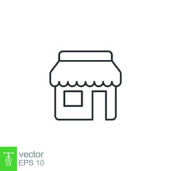 Store front line icon. Simple outline style. Shop, architecture, market concept. Vector illustration isolated on white background. EPS 10