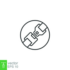 Seat belt, badge line icon. Simple outline style. Car, fasten, flight, warning concept. Vector illustration isolated on white background. EPS 10