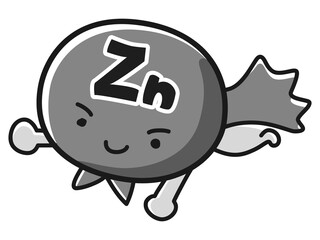 Zn(亜鉛)のキャラクターのイラスト