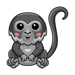 Cute black spider monkey cartoon sitting