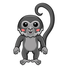 Cute black spider monkey cartoon standing