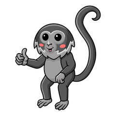 Cute black spider monkey cartoon giving thumb up
