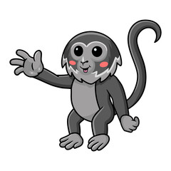 Cute black spider monkey cartoon hanging on tree