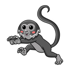 Cute black spider monkey cartoon walking