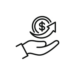 Dollar increase. Money transfers icon line style isolated on white background. Vector illustration