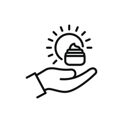 Sunblock lotion cream icon line style isolated on white background. Vector illustration