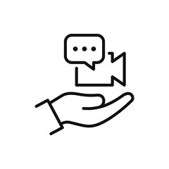 Video chat icon line style isolated on white background. Vector illustration