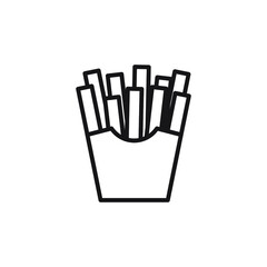 Fast Food French Fries. Line Icons On White Background