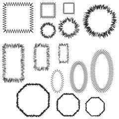 Brush frames various shapes. Brush texture. Vector illustration. stock image.