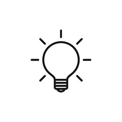 Light Bulb line icon vector isolated on white background. Signs of ideas, solutions, thinking concepts. Lighting electric lamp. Electric, shining. Trendy flat style for graphic design, website