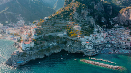 Obraz na płótnie Canvas Aerial view of Amalfi Coast, Naples, Italy