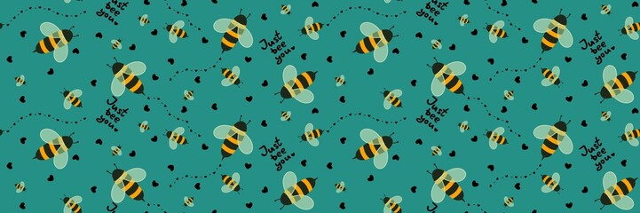 Kids seamless bee pattern for fabrics and packaging and gifts and cards and linens and wrapping paper