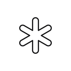 asterisk icon. Star sign. Asterisk flat icon isolated on a white background. Line vector illustration