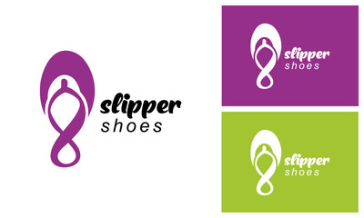 Slipper Shoes Logo Design Template. summer flip-flops for beach holiday designs. Beach sandals.
