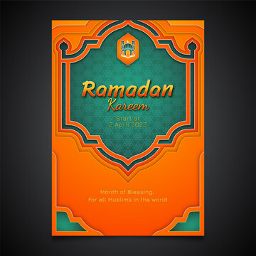 Orange Ramadan Kareem islamic background