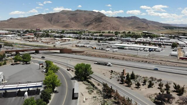 Freeway Interchange in Sparks Nevada, Aerial Drone Shot