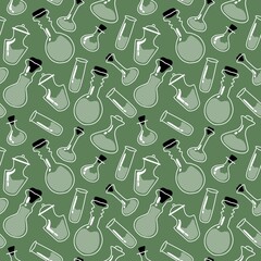 Medicine seamless witch potion pattern for fabrics and wrapping paper and Halloween gifts and clothes
