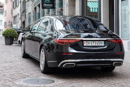 The New Mercedes S-Class Maybach W223 parked in Zurich. Mercedes-Maybach is the pinnacle of automotive excellence at Mercedes-Benz.