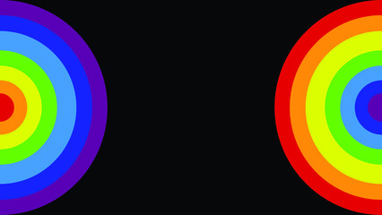 Pride month concept. Abstract rainbow background. LGBT pride colorful spectrum on left side and right side isolated on black background.