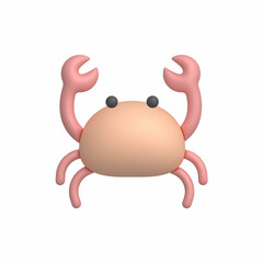 3d crab icon design element summer sea life