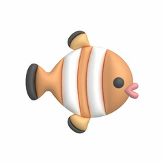 3d fish icon design element summer underwater nemo