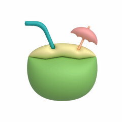 3d coconut drink icon design element summer welcome