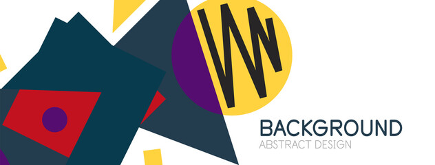 Abstract background. Blocks, lines, triangles, circles composition. Techno or business concept for wallpaper, banner, background, landing page
