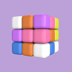 Cute 3D Rubics Cube Illustration Side View